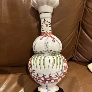 Chef Shaped Kitchen 11” Decanter w/Cork Top Artist Carrie Olsen Garrard Vtg 90s